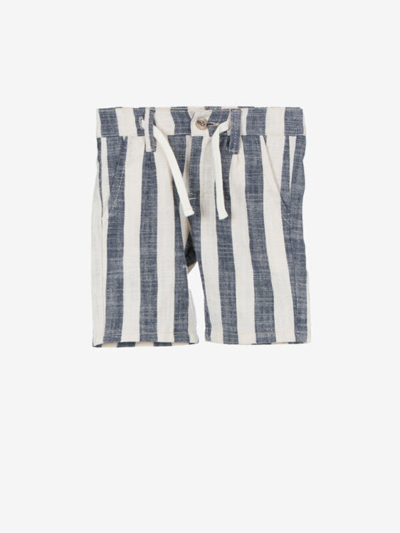 Picture of YX2112 -Boys Shorts In Linen And Cotton NAVY / BEIGE